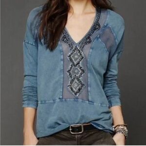Free People Boho Beaded Tunic Top